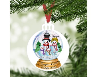 Decorazione per albero di Natale personalizzata famiglia di pupazzi di neve in sfera di vetro frase personalizzata idea regalo natalizia ornamento festività