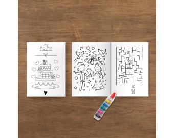Album da colorare e attività per bambini intrattenimento nozze matrimonio personalizzato passatempo con pastello a colori