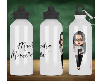 Borraccia per maestra o maestro personalizzata con nome Bottiglia alluminio acqua riutilizzabile ecologica fine anno scolastico ritorno a scuola