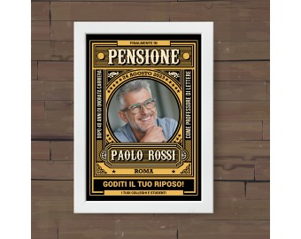 Quadretto regalo ricordo pensionamento personalizzato con foto dedica nome data omaggio per pensione uomo o donna