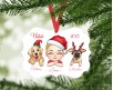 Decorazione con bambina o bambino con gatti e cani stile chibi per albero di Natale personalizzata con nomi e frase idea regalo natalizia