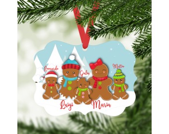 Decorazione famiglia pan di zenzero per albero di Natale personalizzata con nomi e frase idea regalo natalizia coppia amici fratelli sorelle