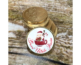 Monete di cioccolato Babbo Natale personalizzate con frase soldi di cioccolato al latte personalizzati regalo per calze per bambini omaggio ospiti vigilia di Natale tavola di Natale regalo personalizzato