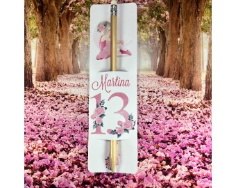 Segnalibro con matita classica 12 pezzi Ballerina Danza Classica cartoncino personalizzato con nome frase e data per Compleanno Bambina Ragazza