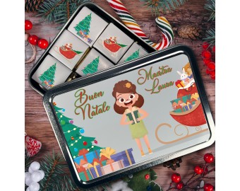 Scatola con cioccolatini regalo di natale per la maestra personalizzata con nome e avatar idea regalo insegnante natale decorazione natalizia