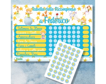 Tabella delle ricompense per bambini a tema Piccolo Principe personalizzato con nome 1 poster 80 adesivi 7 azioni e premi Petit Prince