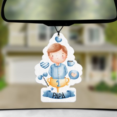 Profumatore Deodorante per Auto con disegno personalizzato di papà nel formato Albero idea regalo festa del papà regalo per il babbo