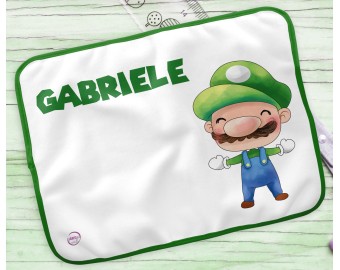Tovaglietta personalizzata con nome per scuola e asilo tempo libero sport Idraulico Mario e Luigi fratelli videogioco