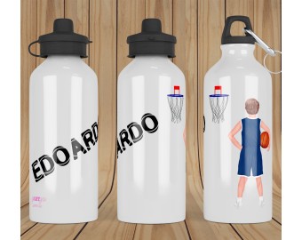 Borraccia per praticanti e appassionati di basket pallacanestro personalizzata con nome Bottiglia alluminio acqua riutilizzabile ecologica sport mare vacanza
