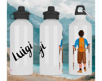 Borraccia escursionisti personalizzata con nome bottiglia alluminio acqua riutilizzabile ecologica sport trekking campeggiatori hiking escursionismo alpinisti