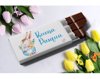 Tavoletta di cioccolato fondente o al latte personalizzata per Pasqua disegno e frase a scelta animali idea regalino di fine festa omaggio ospiti