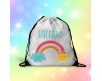 Set coordinato personalizzato per scuola e asilo arcobaleno boho sole nuvole luna zainetto borraccia portamerenda asciugamano tazza di plastica tovaglietta bavaglino