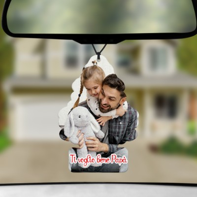 Profumatore Deodorante per Auto con foto e frase personalizzata nel formato Albero idea regalo festa del Papà
