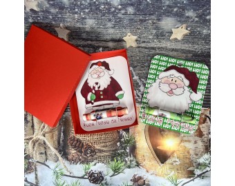 Biglietto portasoldi regalo natalizio con scatolina personalizzato con frase regalo di natale babbo natale auguri di natale