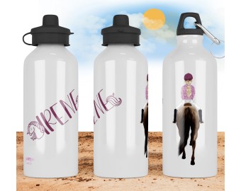 Borraccia per bambini a cavallo praticanti e appassionati di equitazione personalizzata con nome Bottiglia alluminio acqua riutilizzabile ecologica sport mare vacanza