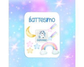 Cioccolatini a tema Unicorni arcobaleno personalizzati con cartoncino comunione cresima battesimo nascita compleanno bomboniera segnaposto