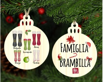 Decorazione con nomi famiglia stivali natalizi per albero di Natale in legno personalizzata frase idea regalo natalizia ornamento festività