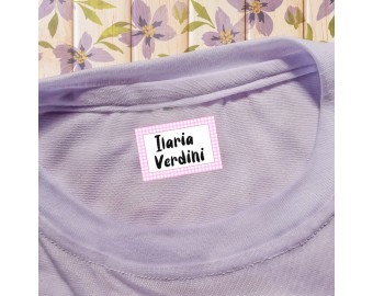 9 etichette termoadesive per tessuti cornice e carattere a scelta per scuola asilo nido grembiulini magliette resistenti ai lavaggi