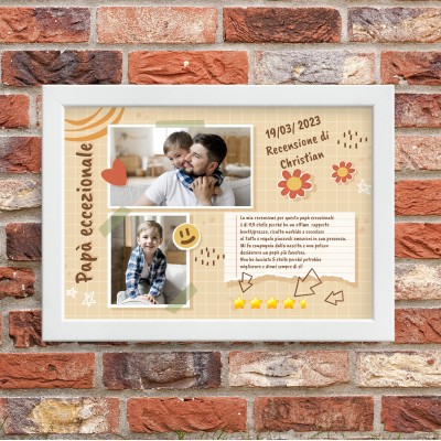 Quadretto personalizzato per il papà recensione papà eccezionale con foto e frasi idea regalo festa del papà 18x13 cm o 29,5x21