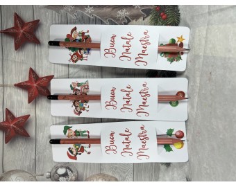 Set da 3 Matite piantabili con cartoncino natalizio personalizzato per regalo maestra o maestro regalo di natale pensierino natalizio
