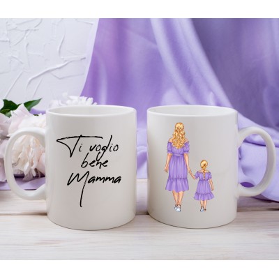 Tazza mug personalizzata con mamma e bambine figlie idea regalo festa della mamma ti voglio bene mamma