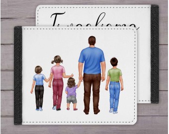 Portafoglio personalizzato per il papà con i bambini e frase personalizzata stampato su entrambi i lati idea regalo festa del papà in tessuto poliestere