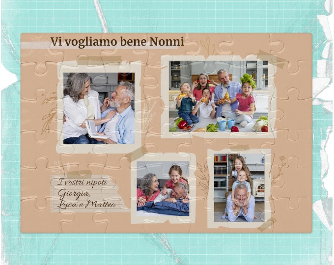 Puzzle con collage di foto e frase personalizzata Idea regalo festa dei  nonni compleanno anniversario nonna