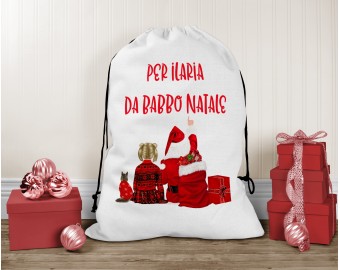Sacca personalizzata per i regali di Babbo Natale personalizzato con nome e disegni di bambino borsa natalizia confezione per regali di natale idea regalo natale