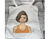 Shopper borsa sacca personalizzata con ritratto caricaturale di ragazza idea regalo compleanno anniversario festa della mamma amica sorella