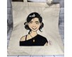 Shopper borsa sacca personalizzata con ritratto caricaturale di ragazza idea regalo compleanno anniversario festa della mamma amica sorella
