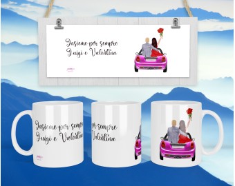 Tazza mug personalizzata con ritratto di coppia in auto idea regalo matrimonio san valentino fidanzamento anniversario