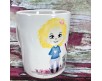Tazza mug personalizzata con ritratto caricaturale di bambina e nome idea regalo compleanno anniversario festa della mamma figlia nipote