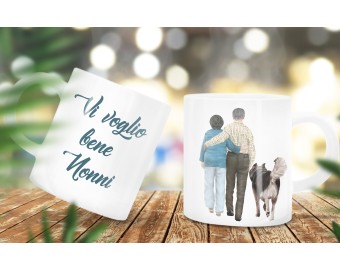 Tazza mug personalizzata per i nonni, disegni a scelta e frase personalizzata idea regalo festa dei nonni vi voglio bene nonni nonna nonno
