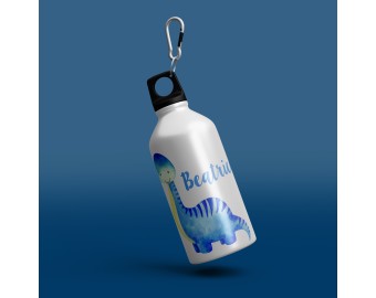 Borraccia personalizzata con nome e disegno di Dinosauri Bottiglia alluminio acqua riutilizzabile ecologica sport tempo libero ufficio