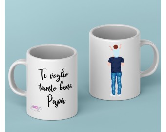 Tazza mug personalizzata con papà e bambino bambina frase personalizzata idea regalo festa del papà compleanno anniversario ti voglio bene
