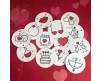 16 adesivi tondi tag stickers chiudibusta disegni assortiti bomboniere cerimonie matrimonio nozze fidanzamento proposta di matrimonio