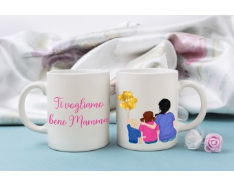 Tazza mug personalizzata regalo per la mamma con mamma con i figli e frase personalizzate su altro lato idea regalo festa della mamma