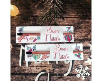 3 Matite piantabili con cartoncino augurale natalizio personalizzabile idea regalo pensierino omaggio ospiti e clienti segnaposto Natale