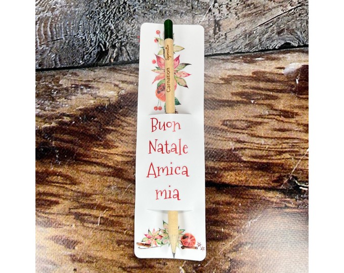 Matite piantabili in cartoncino augurale natalizio personalizzabile set da  3 6 12 pezzi idea regalo omaggio ospiti clienti segnaposto Natale