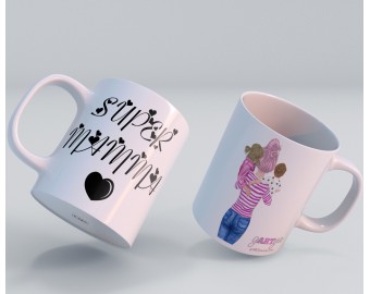 Tazza mug personalizzata regalo per la mamma con mamma con i bambini su un lato e frase personalizzate idea regalo festa della mamma