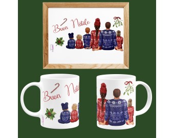 Tazza Mug natalizia personalizzata con i componenti della famiglia e frase idea regalo natalizio decorazione tavola Natale Buon Natale