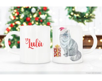 Tazza mug personalizzata con gatti mici micetti natalizi con nome o frase idea regalo natale amanti degli animali gattofili
