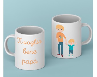 Tazza mug personalizzata con disegni di papà e figlio e frase personalizzata idea regalo festa del papà