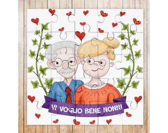 Vi voglio bene Nonni Nonna Nonno Puzzle biglietto con frase personalizzata disegno a scelta idea regalo festa dei nonni regalo nonna o nonno