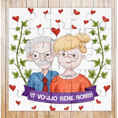 Vi voglio bene Nonni Nonna Nonno Puzzle biglietto con frase personalizzata disegno a scelta idea regalo festa dei nonni regalo nonna o nonno