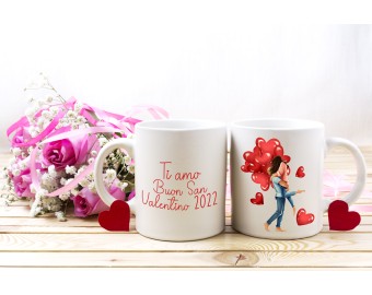 Tazza mug personalizzata con coppia con palloncini e frase idea regalo fidanzata san valentino anniversario ti amo proposta di matrimonio